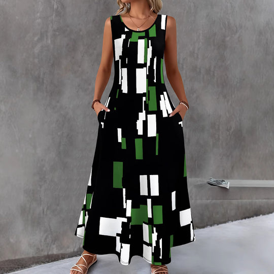 Damen Maxikleid mit buntem Grafikdesign EB