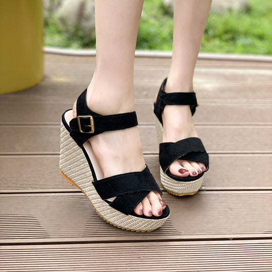 Damen Wedge-Sandalen mit komfortablem Riemendesign und robustem Fußbett EB