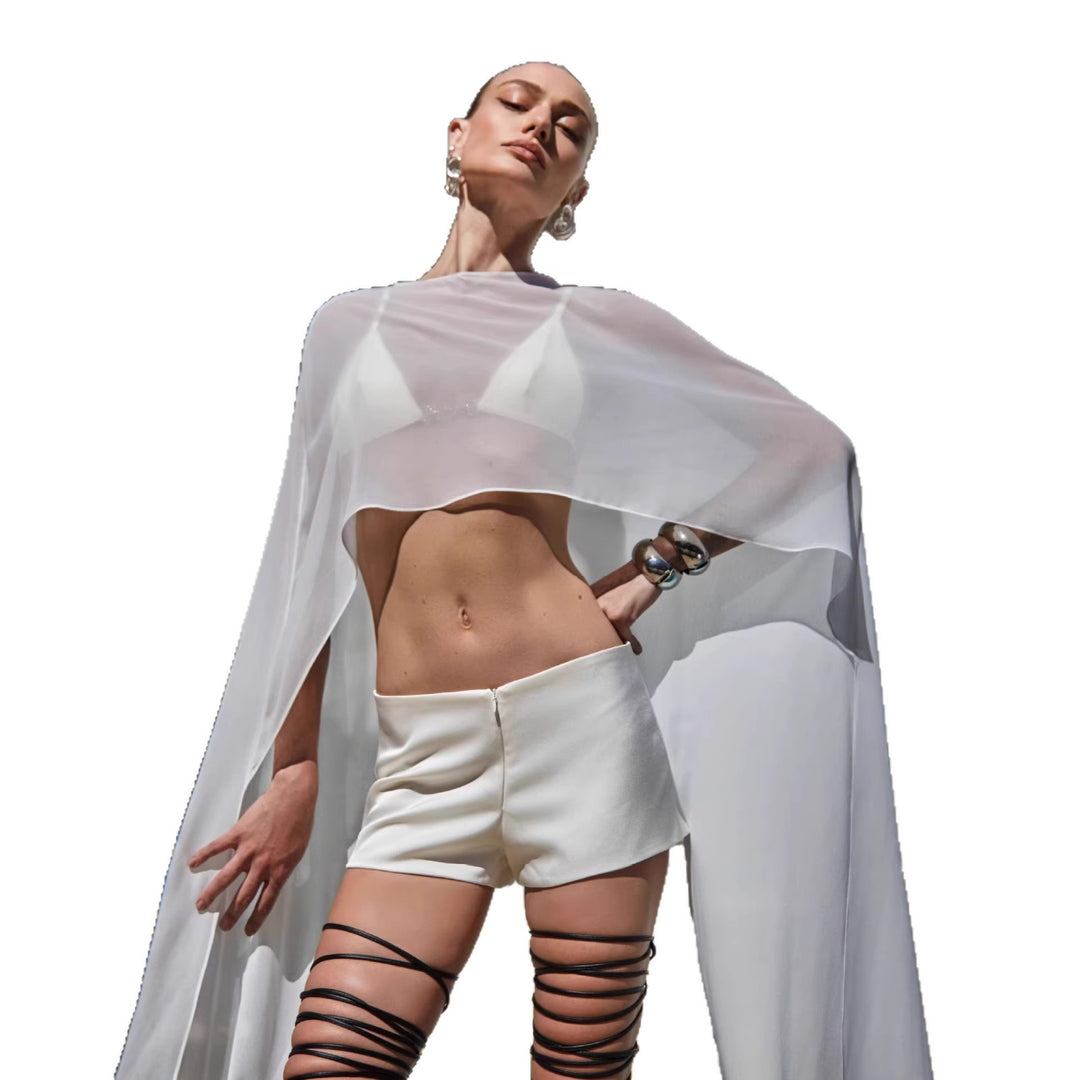 Damen transparentes Strand-Outfit mit modischen Längen und Schnürdetails EB