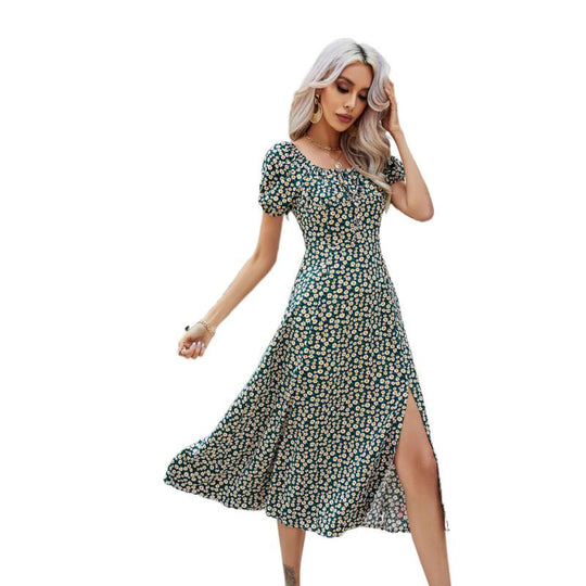 Damen Maxikleid mit floralem Design und schwingendem Saum EB 1777047927