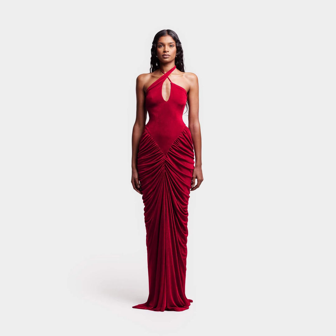 Damen Elegantes Maxikleid mit raffiniertem Rüschen-Design EB