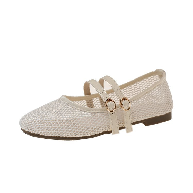 Damen atmungsaktive Ballerinas mit Doppelschnalle EB