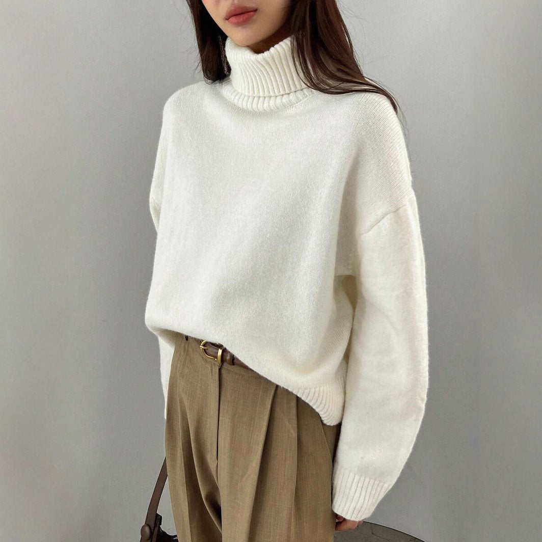 Damen oversized Rollkragenpullover aus weichem Material EB