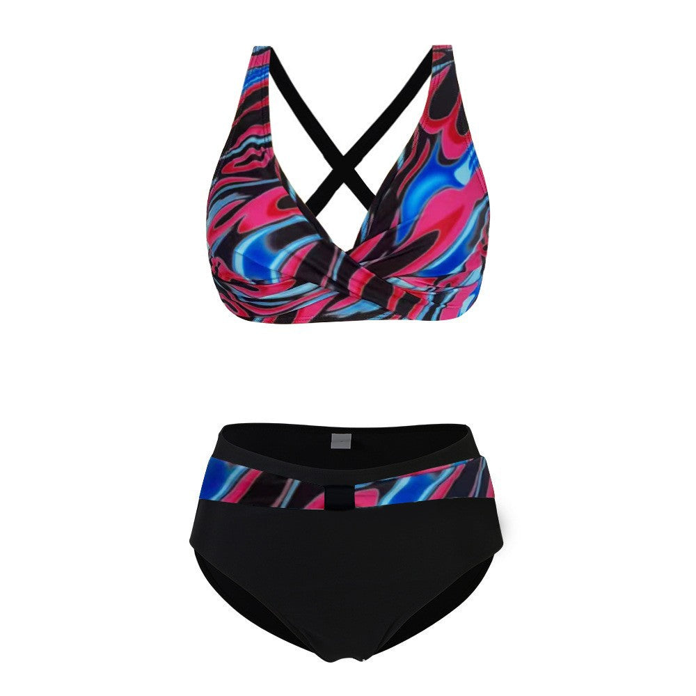 Damen Sportliches Bikini-Set mit trendigem Schnitt und modernem Grafikdesign EB