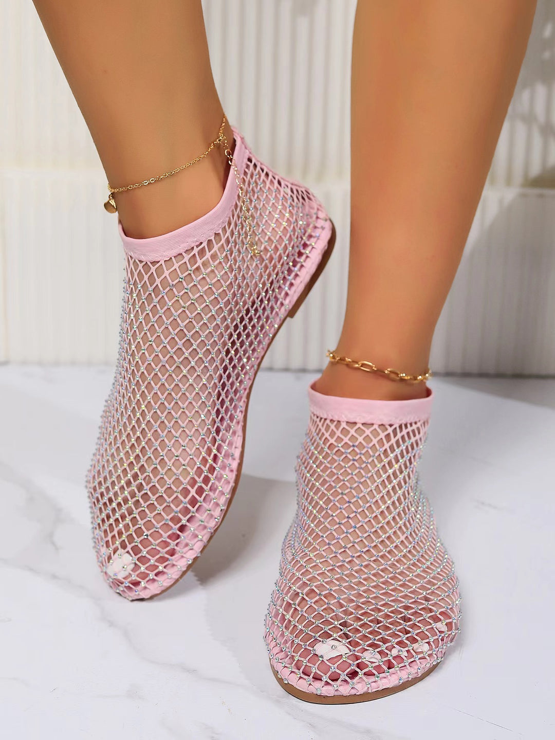 Damen Netz-Booties mit modischem Fischgrätdesign und atmungsaktiver Struktur EB