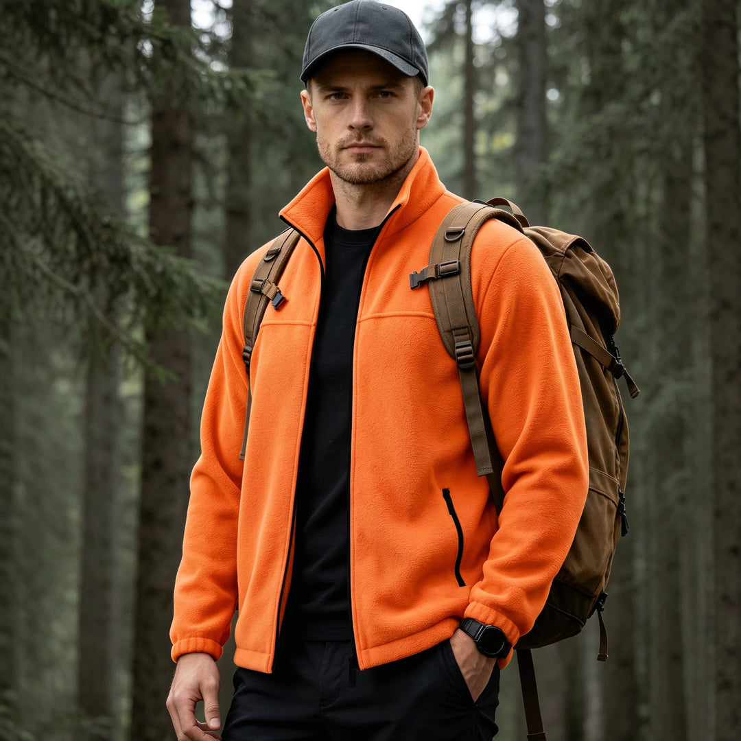 Herren Leichte Outdoor-Fleecejacke mit Stehkragen und Reißverschlusstaschen EB
