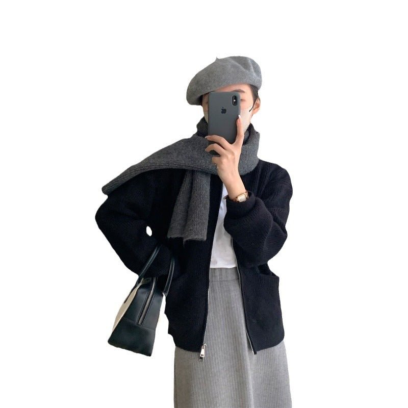 Damen Kuscheliger Strickcardigan mit Reißverschluss und gemütlicher Passform EB