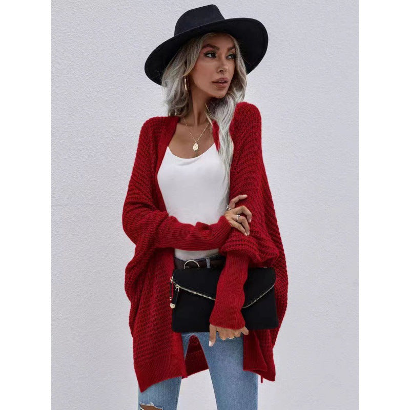 Damen luftige Strickjacke mit offenes Design und feiner Maschenstruktur EB