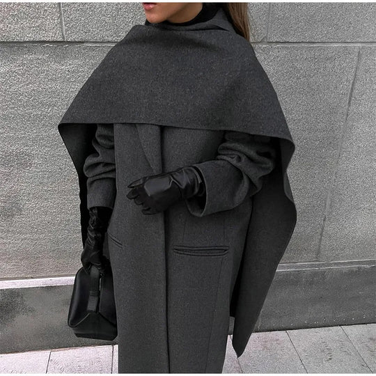 Damen Eleganter Oversize-Mantel mit schickem Kapuzenaufsatz EB