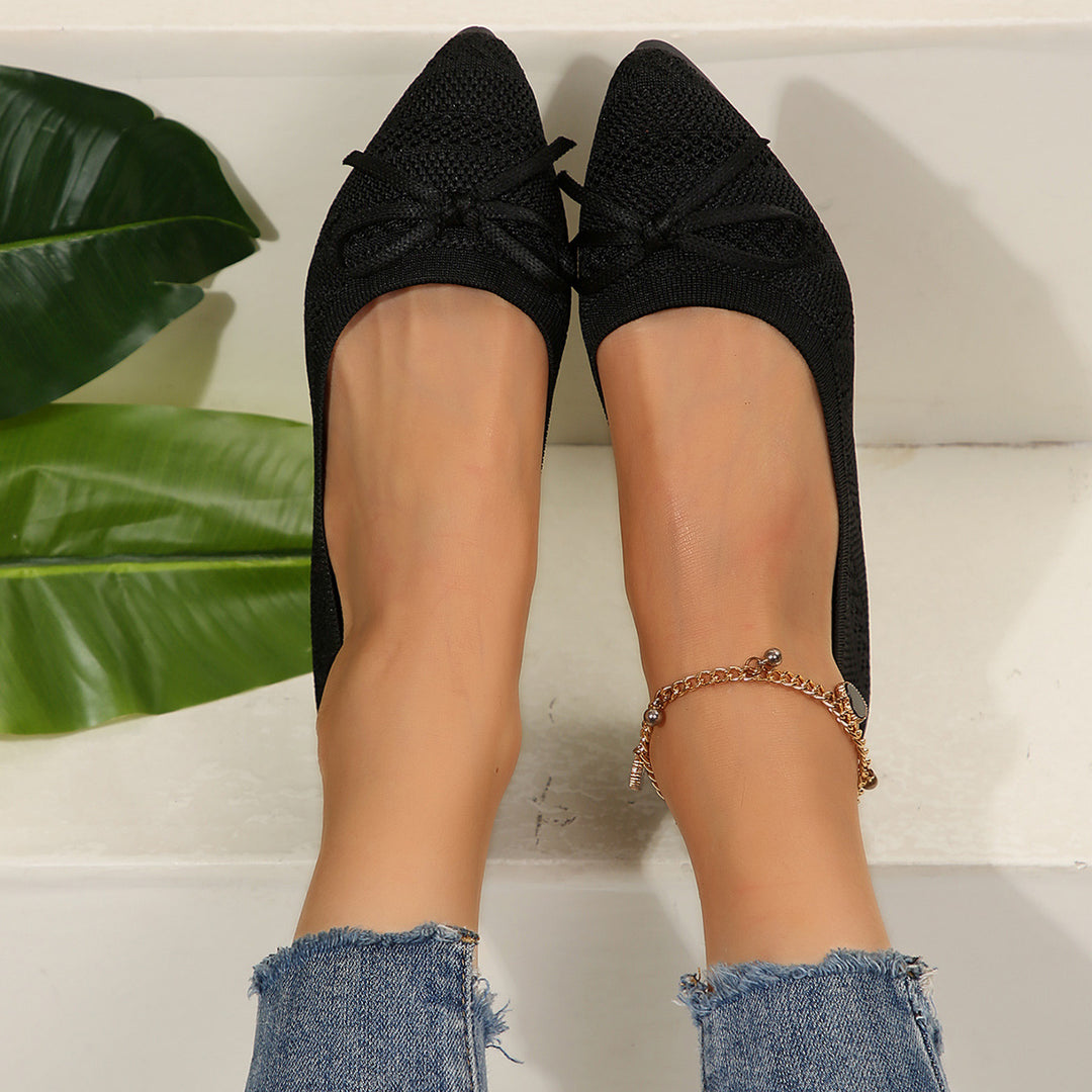 Damen Bequeme und stilvolle Ballerinas mit dekorativer Schleife EB