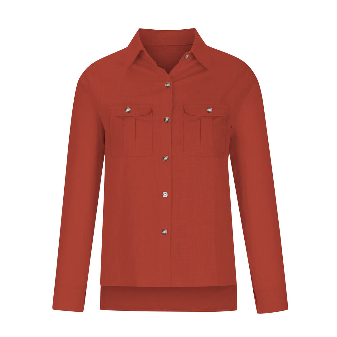 Damen Leichte Oversize-Hemdbluse aus Baumwollmischung mit Brusttaschen EB