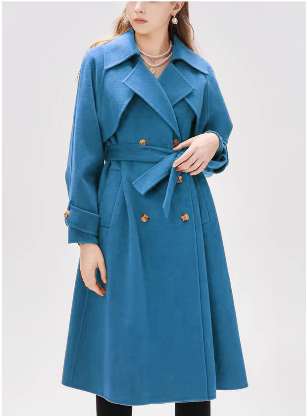 Damen eleganter Trenchmantel mit doppelter Knopfleiste und tailliertem Schnitt EB