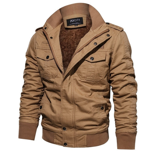 Herren  militärisch inspiriertes Bomber-Fieldjacke mit Epauletten, verdecktem Reißverschluss und Klappbrusttaschen EB