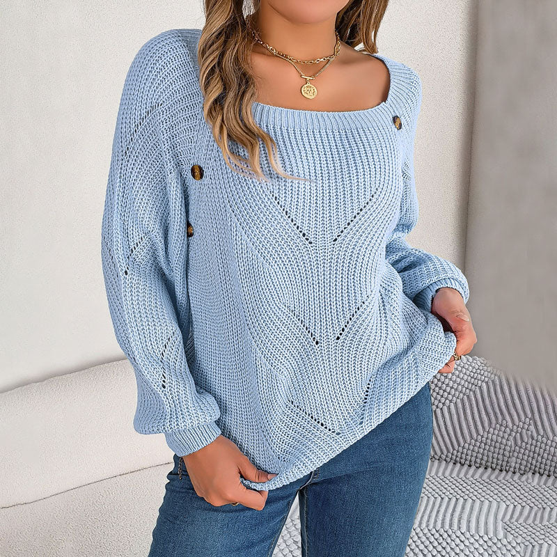 EB | Bequemer Einfarbiger Strickpullover Für Freizeit