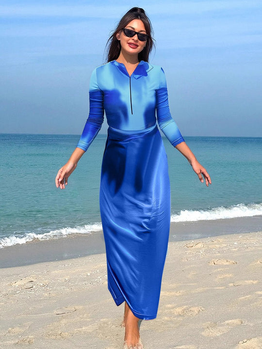 Damen Sportliches Strandkleid mit langen Ärmeln EB