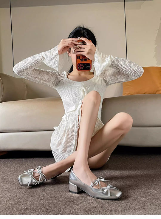 Damen Bequeme Ballerina mit glänzenden Akzenten EB