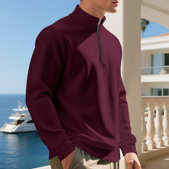 Herren sportlicher Pullover mit halbem Reißverschluss und atmungsaktiver Struktur EB