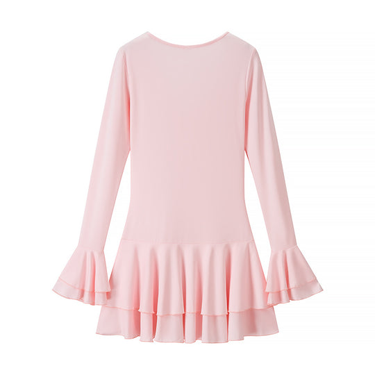 Damen Blusenkleid mit voluminösem Rüschensaum und eleganter Knopfdetailierung EB