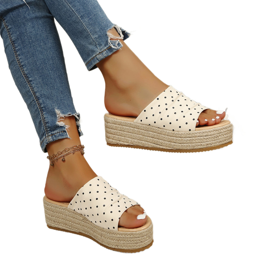 Damen Wedge-Pantoletten mit gepunktetem Design und flexiblem Fußbett EB