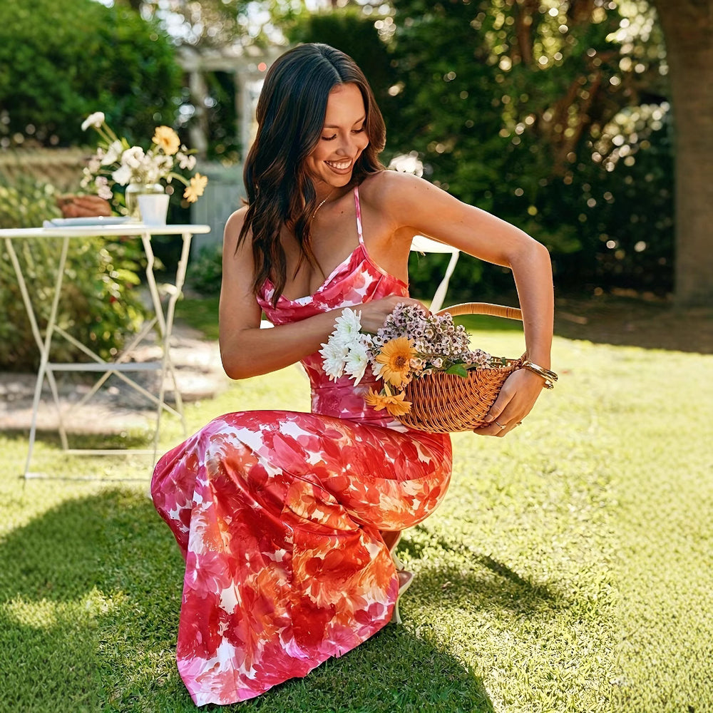 Damen Elegantes Sommerkleid mit Cut-Out-Details und floraler Musterung EB