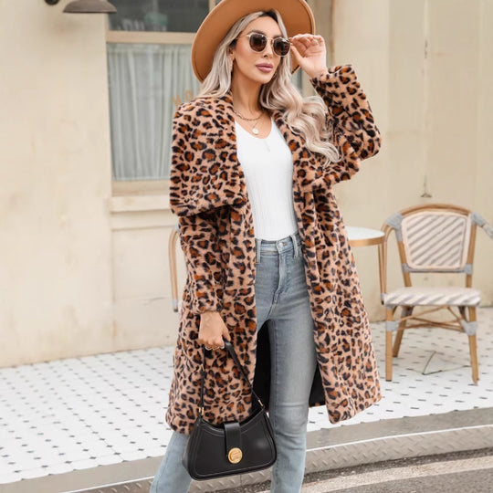 Damen Lange Leopardmuster EB