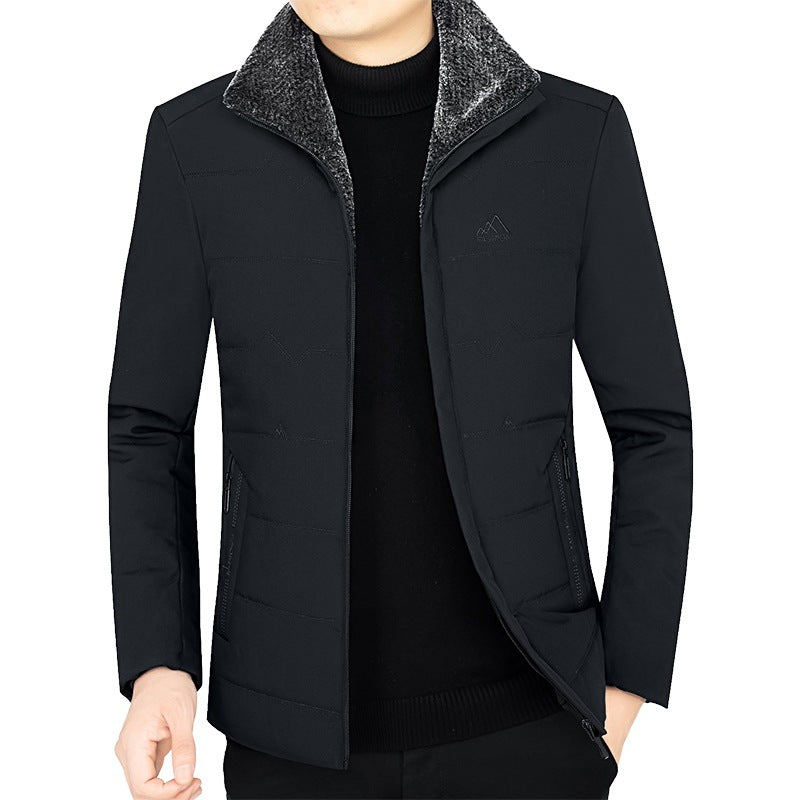 Herren Thermo-Stehkragenjacke mit weichem Teddyfutter und Reißverschlusstaschen EB
