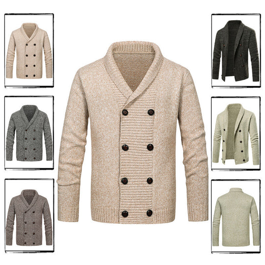 Herren nan Strickjacke mit Schalkragen und doppelter Knopfleiste EB