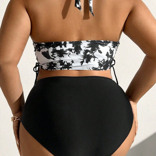 Damen Hochgeschnittener Bikini mit floralem Muster EB