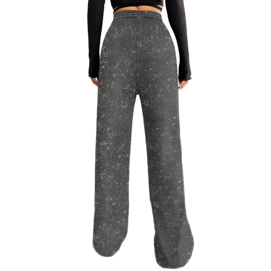 Damen nan weite Strickhose mit hochgeschnittenem Bund und Kordelzug EB