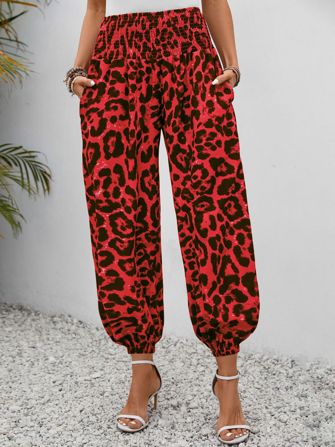 Damen weite Leopardenmuster-Hosen EB