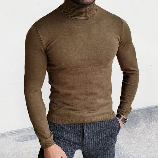 Herren nan Slim-Fit Rollkragenpullover aus Feinstrick mit geripptem Stehkragen und elastischem Bund EB