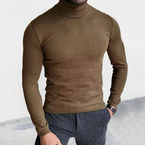 Herren nan Slim-Fit Rollkragenpullover aus Feinstrick mit geripptem Stehkragen und elastischem Bund EB