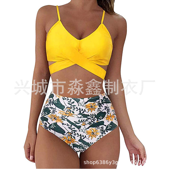 Damen Crop-Top Bikini-Set mit geflochtenem Design EB