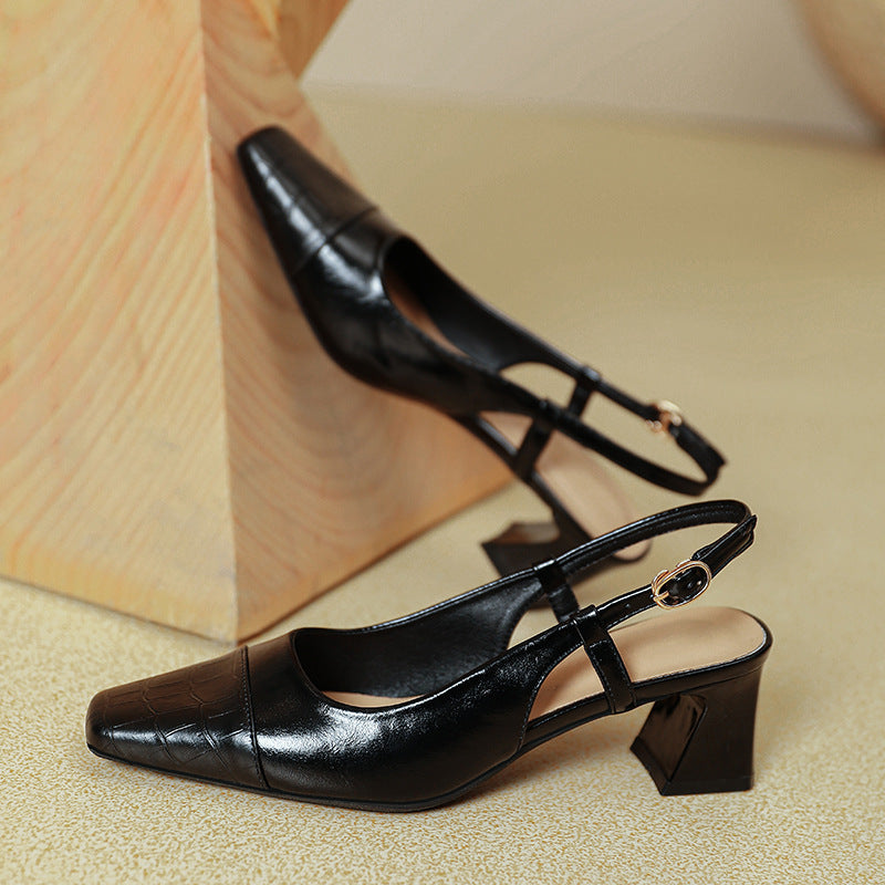 Damen Slingback-Pumps mit metallischem Obermaterial und edlem Blockabsatz EB