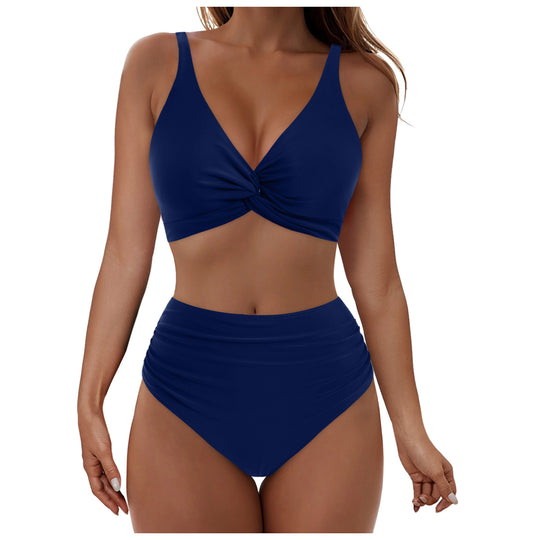 Damen Hochtailliertes Bikini-Set mit Wickel-Oberteil EB