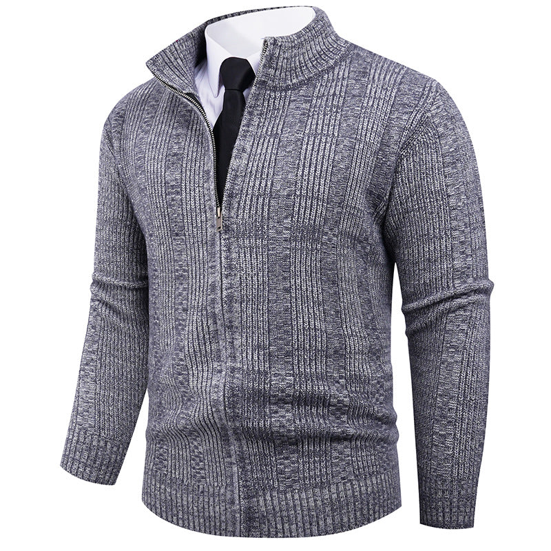 Herren Strickpullover mit Stehkragen und durchgehendem Reißverschluss EB