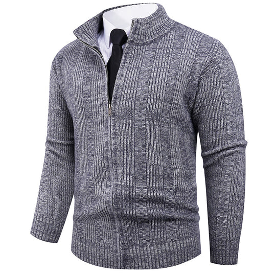 Herren Strickpullover mit Stehkragen und durchgehendem Reißverschluss EB