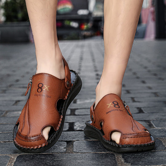 Herren orthopädische Leder-Sandalen mit verstellbarem Riemensystem EB