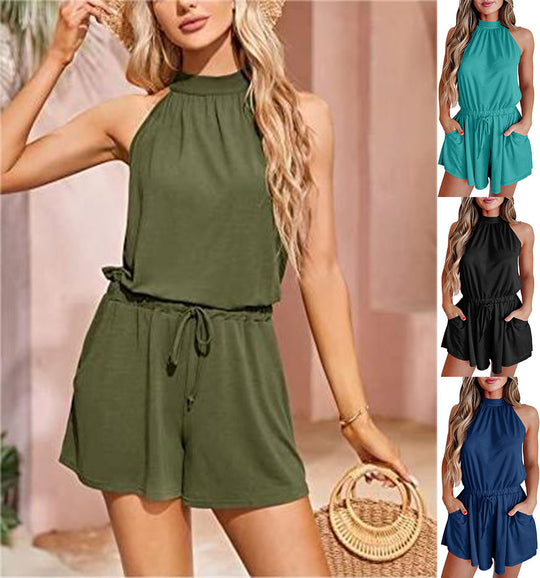 Damen Jumpsuit mit hohem Kragen und tailliertem Schnitt EB