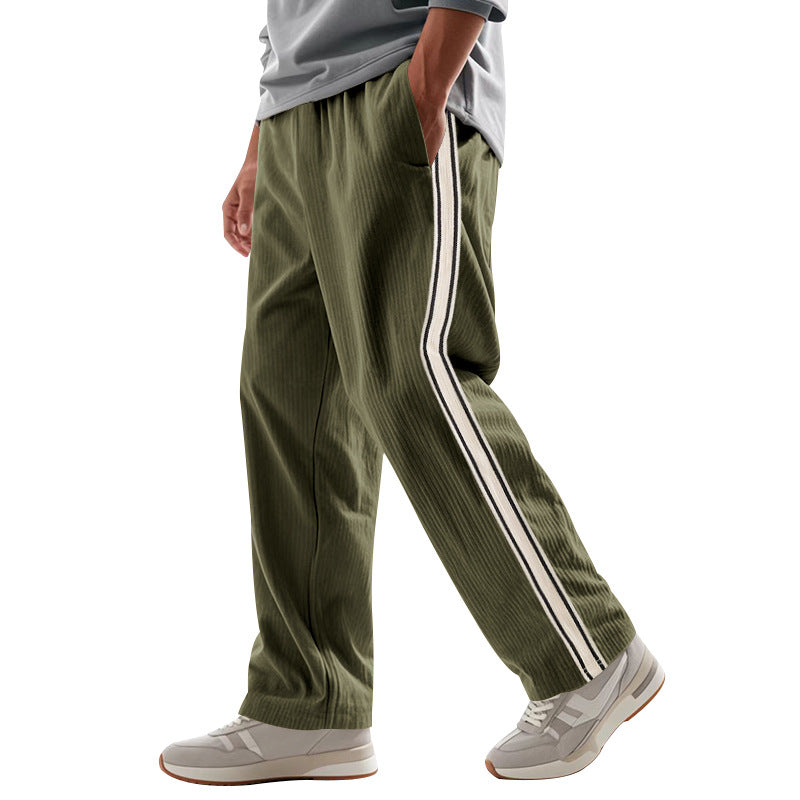 Herren Entspannte Cordoptik-Trackpants mit Seitenstreifen, Gummibund & Kordelzug EB