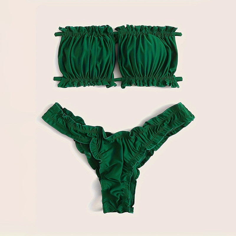 Damen Bandeau-Bikini-Set mit Raffung EB