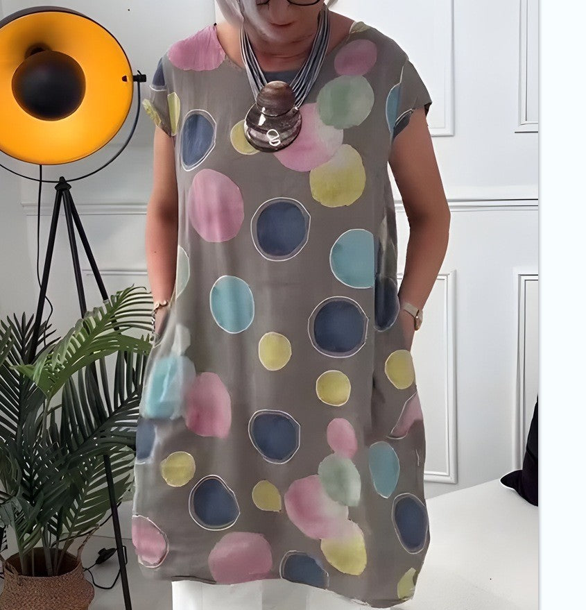 Damen Leichtes Strandkleid mit floralem Muster und Taschen Heidi-Mode