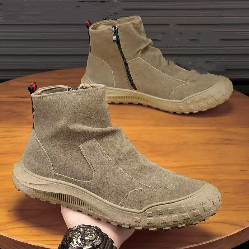 Damen modische Ankle-Boots mit robustem Profil und praktischem Reißverschluss EB