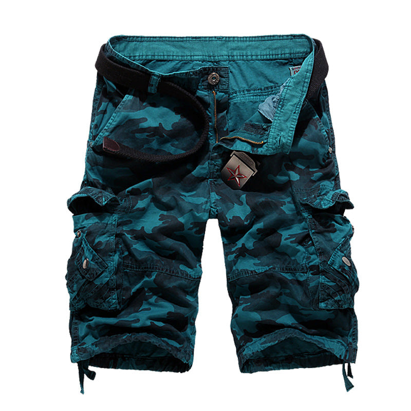 Herren Camo Cargo-Shorts mit mehreren Taschen und verstellbarem Bund EB