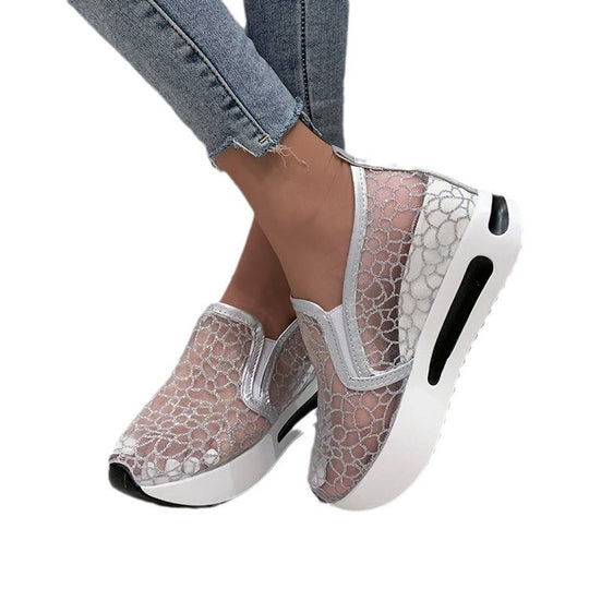 Damen Komfort-Sneaker mit funkelndem Netzdesign und anatomischem Fußbett EB