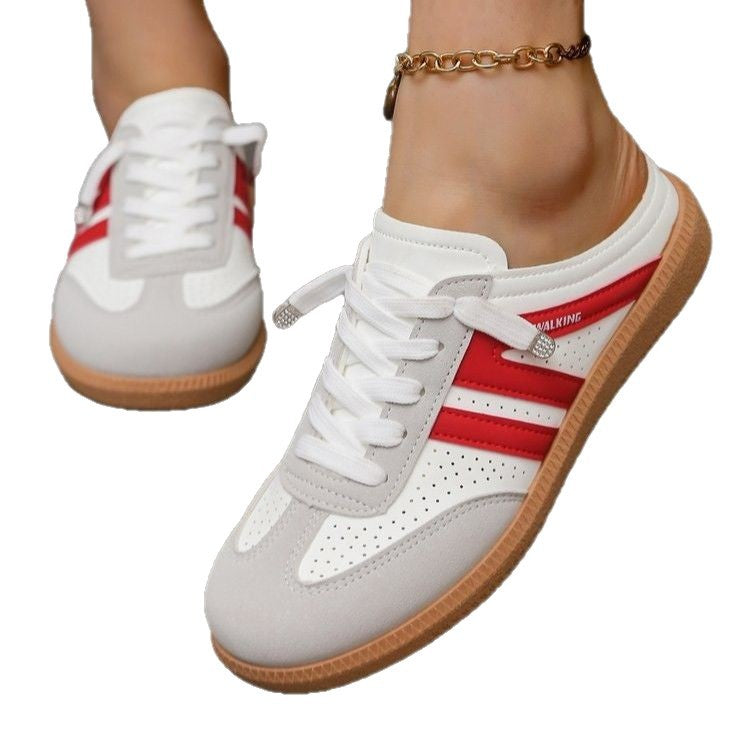 Damen Offene Sneaker‑Mules im Retro‑Tennisstil mit Gummisohle EB