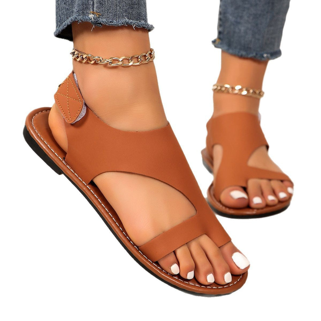 Damen bequeme zehentrenner Sandalen mit modischem Riemendesign EB