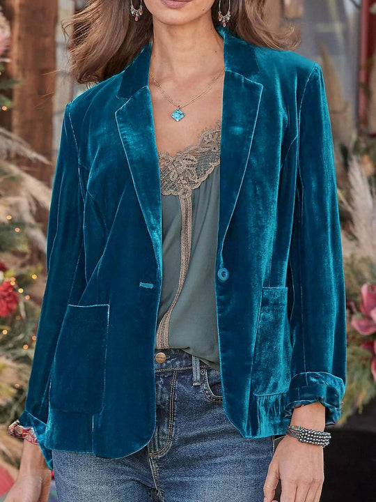 Damen Samt-Blazer mit klassischem Revers und soften Fall EB