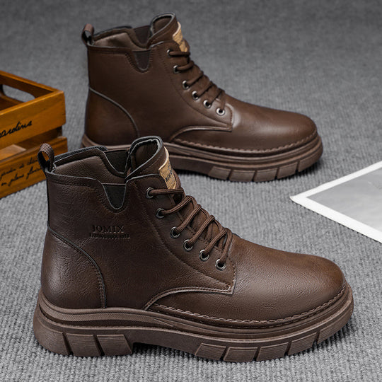 Damen Modische Schnürstiefel mit robustem Sohlenprofil und warmem Innenfutter EB