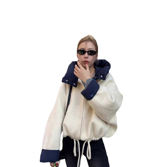 Damen modische Übergangsjacke mit kuscheliger Innenseite und verstellbarem Saum EB